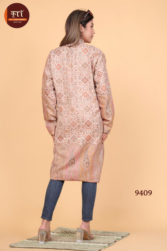 KRITI Premium Woollen Kani Coat Beige Winter Wear For Women