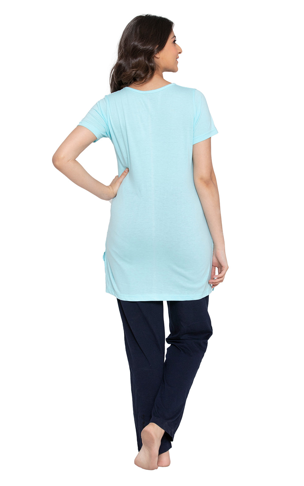 KRITI Sleepwear Cotton Printed Night Suit Sky Blue Color For Women’s
