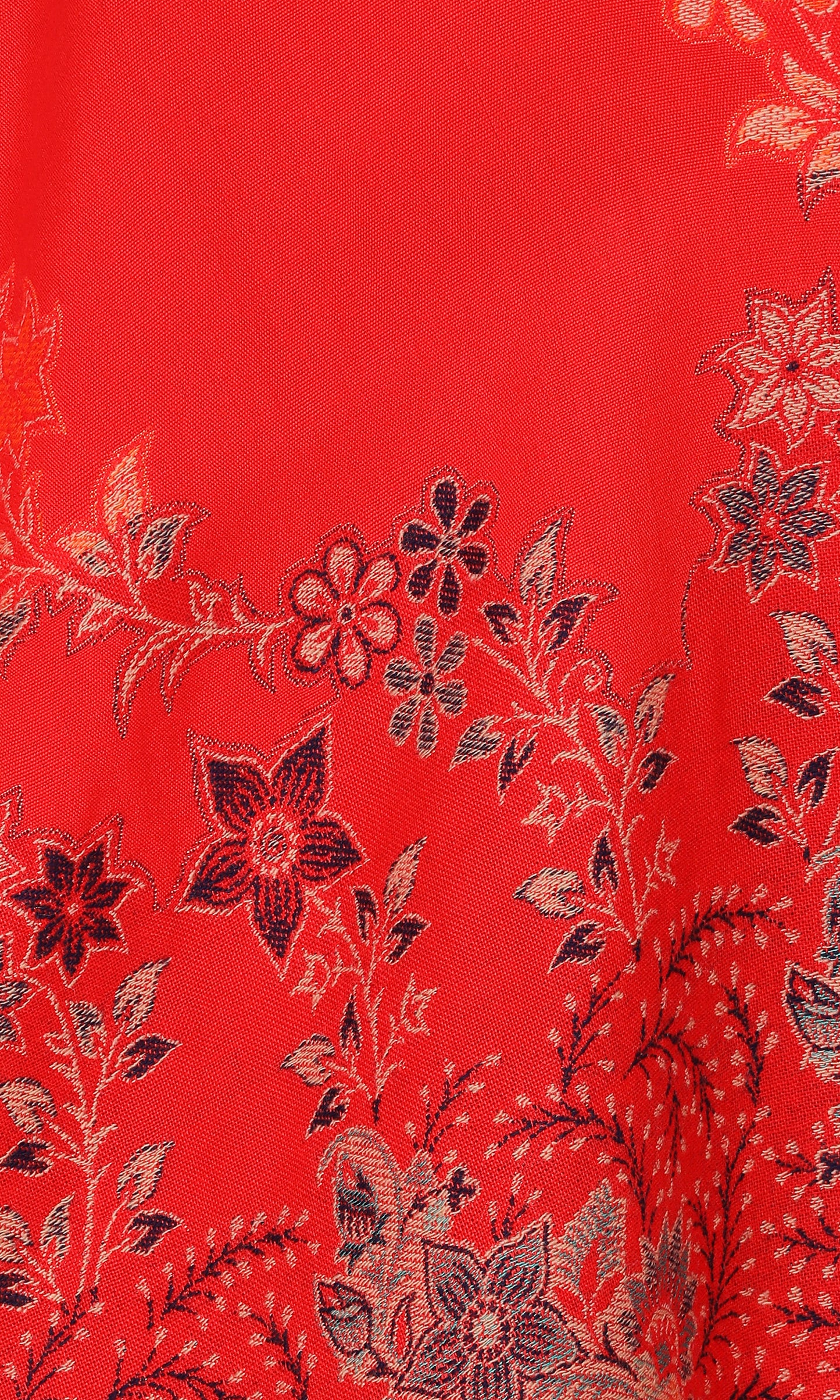KRITI Floral Border Design Woolen Red Color Stole For Girl
