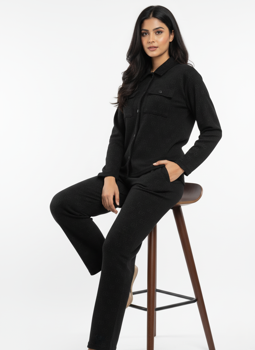 Winter Cotrise Cord Set - Black