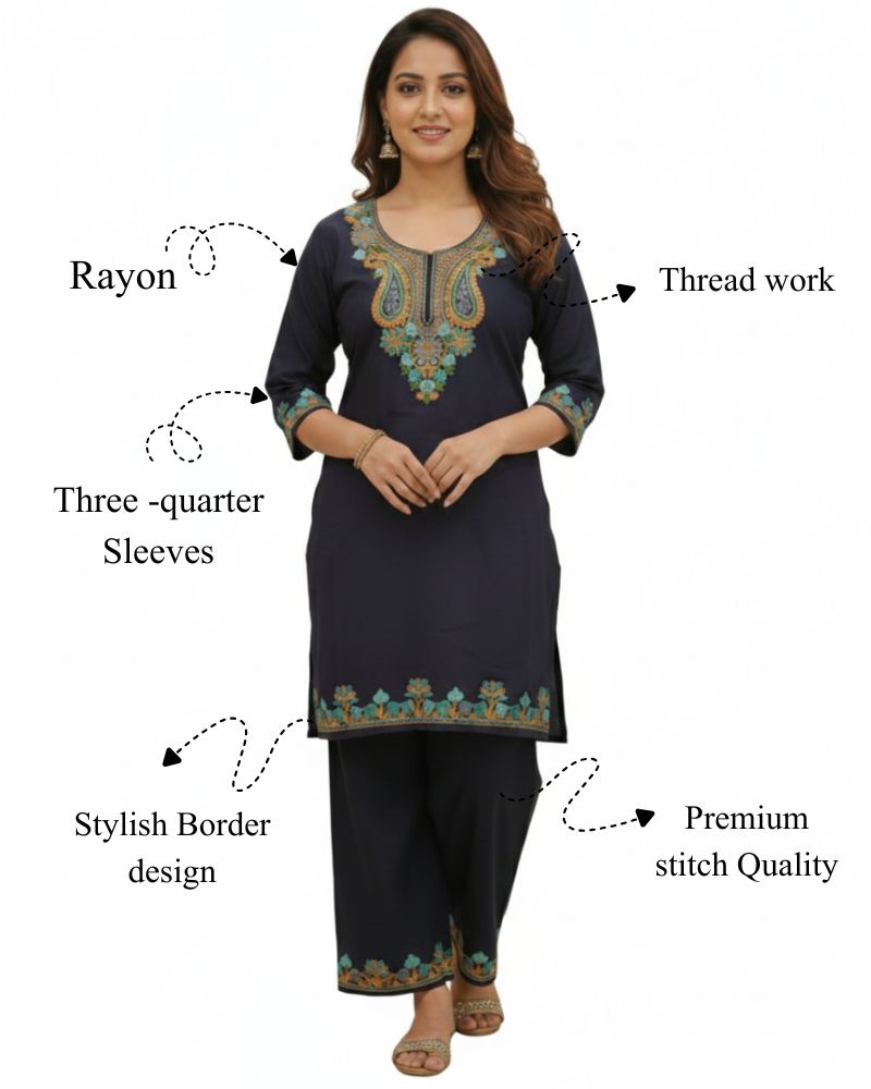 KRITI Women Summer Cord Set In Black Colour