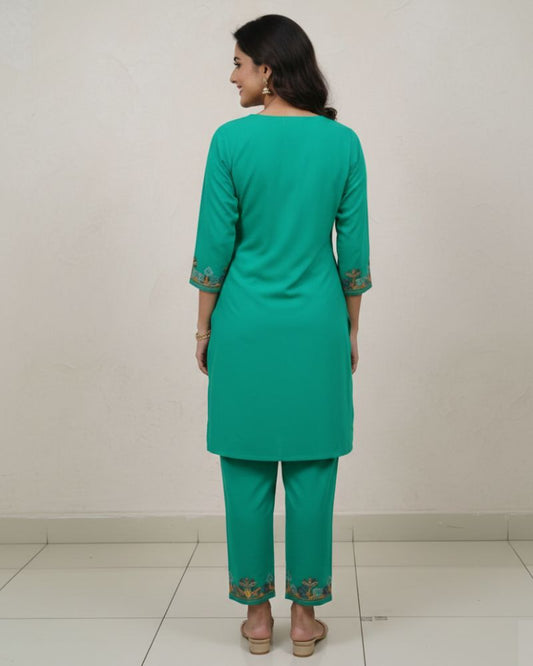 KRITI Women Summer Cord Set In Green Colour