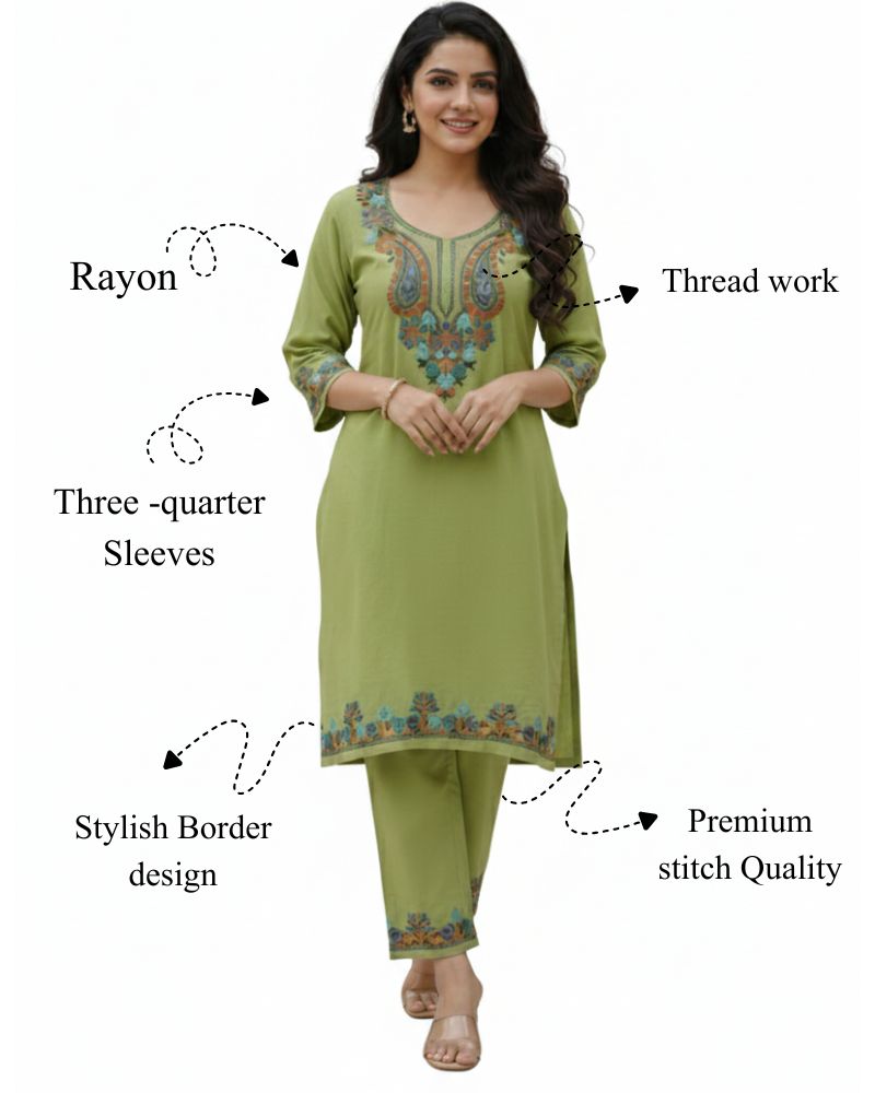 KRITI Women Summer Cord Set In Olive Colour