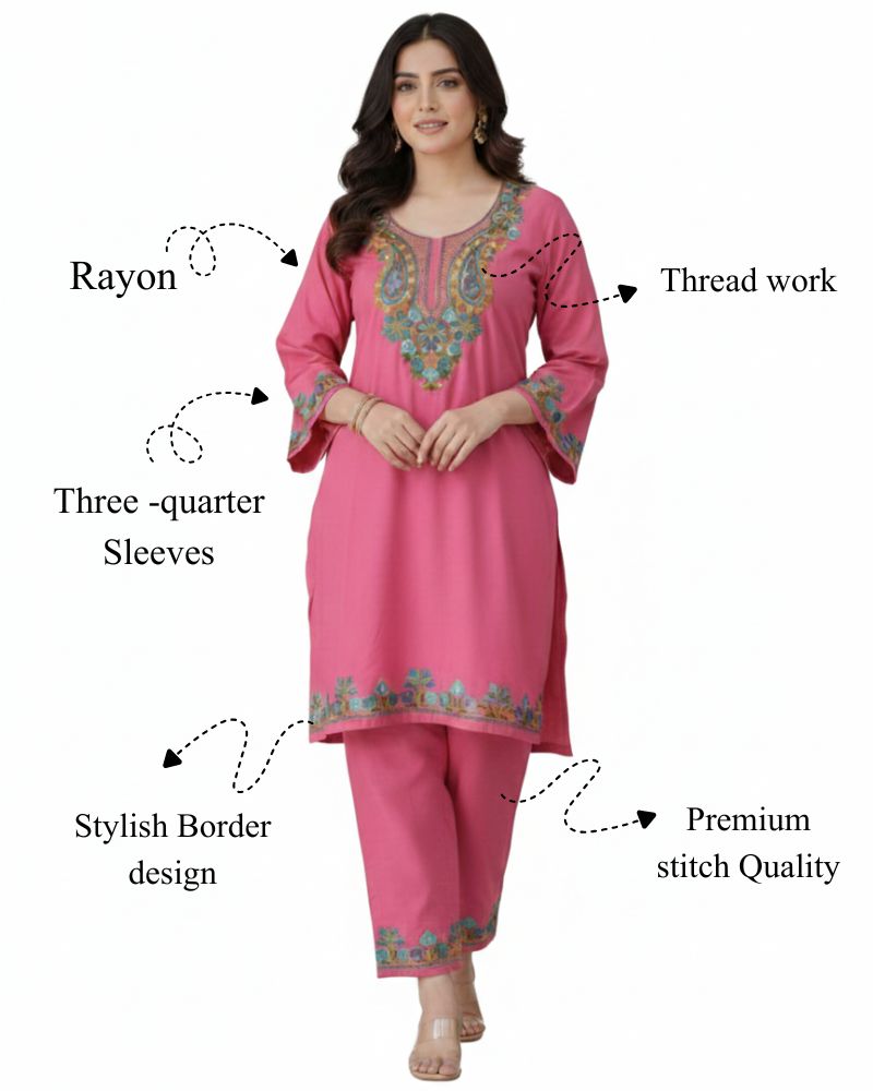 KRITI Women Summer Cord Set In Pink Colour