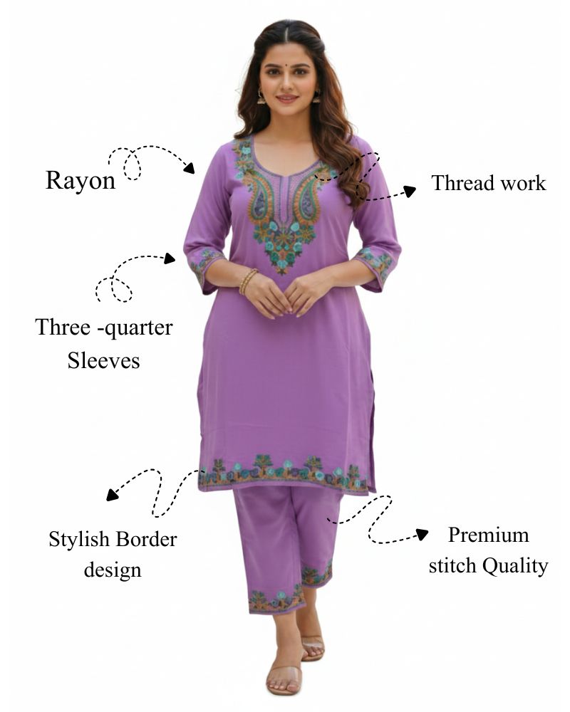 KRITI Women Summer Cord Set In Lavender Colour