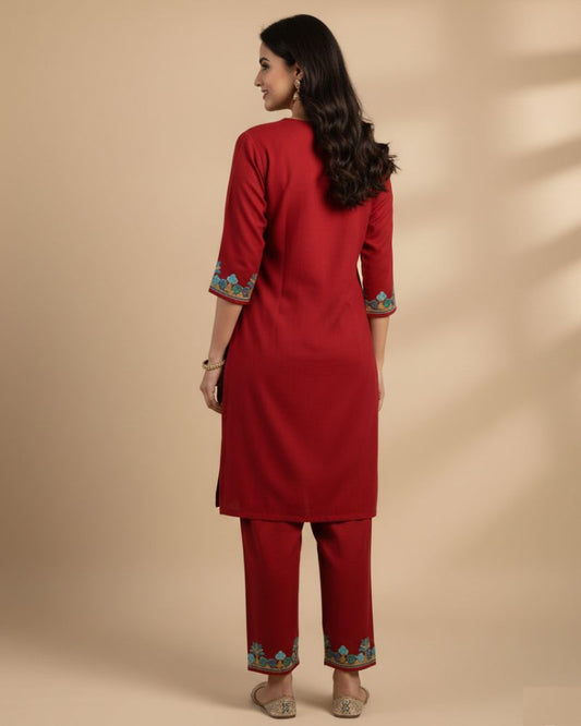 KRITI Women Summer Cord Set In Maroon Colour