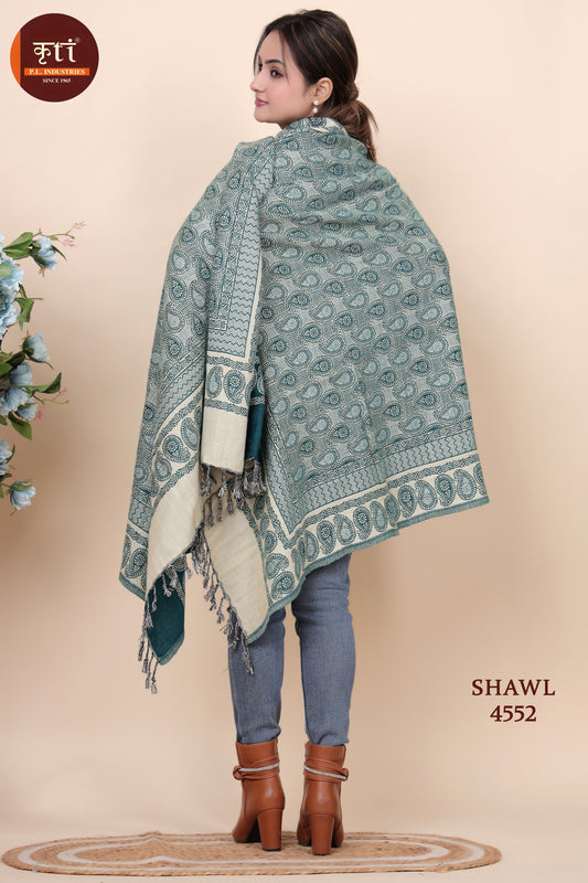 KRITI All Over Design Woollen Green Color  Shawl for Women