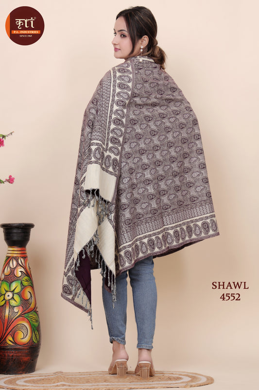 KRITI All Over Design Woollen Brown Color Shawl  for Women