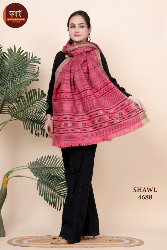KRITI Woollen Maroon Shawl For Women