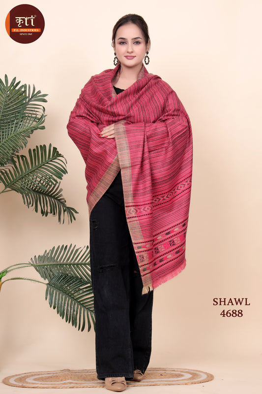 KRITI Woollen Maroon Shawl For Women