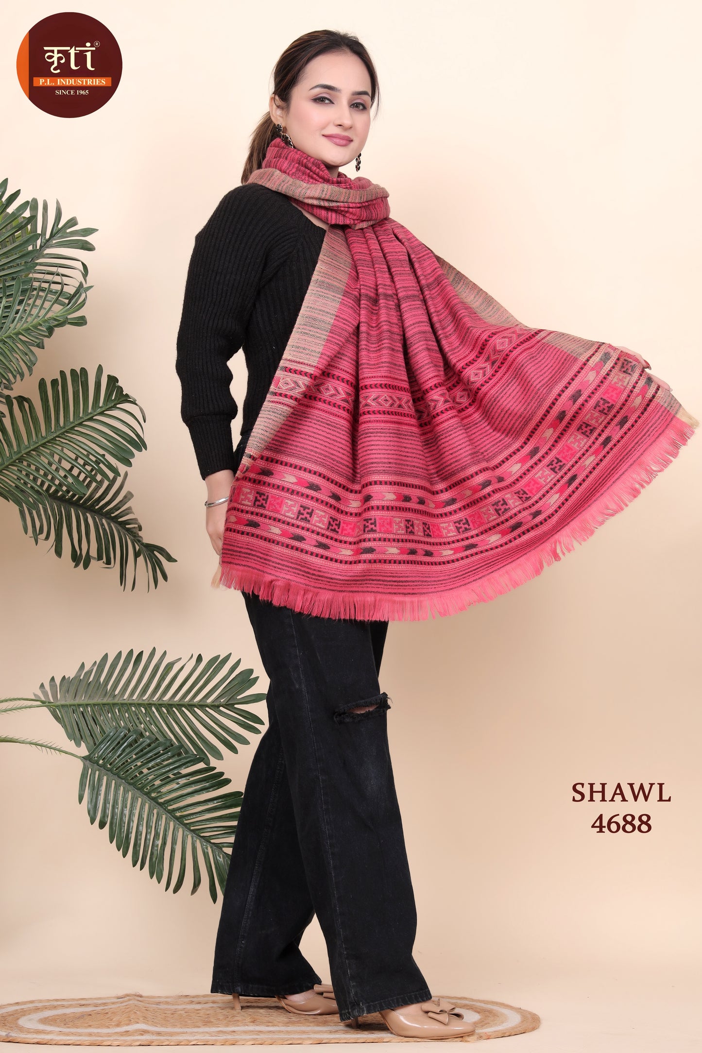 KRITI Woollen Maroon Shawl For Women