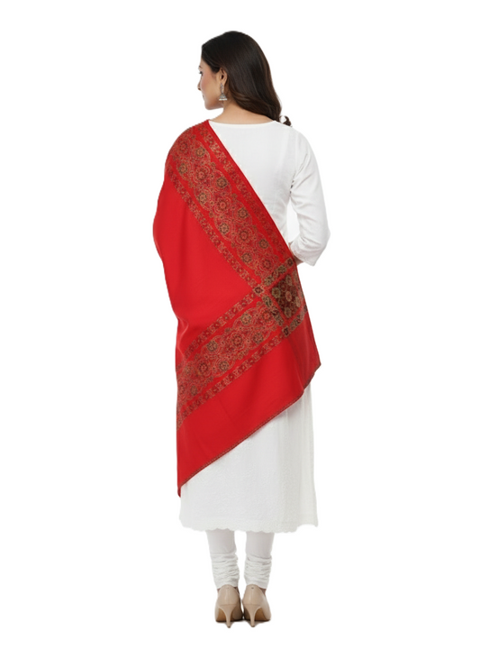 KRITI Border Design Woolen Red Color Shawl for Women