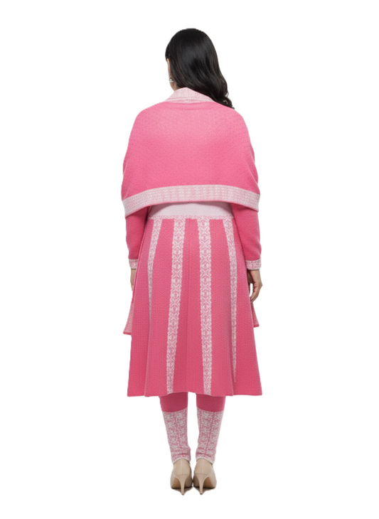 KRITI Winter Embroidery 3 PC Kurti Set Pink Color For Women