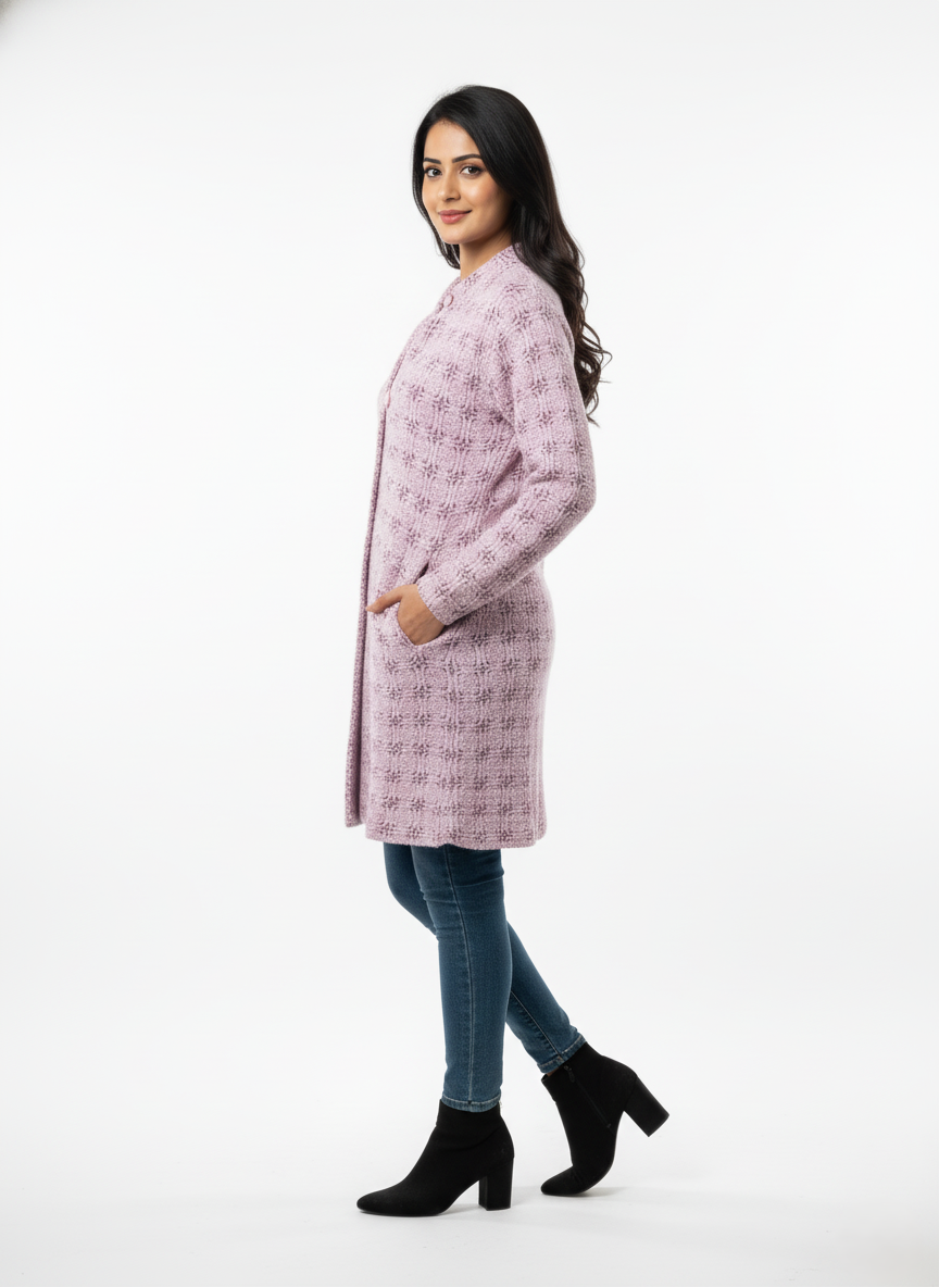 KRITI Winter Stylish Hair Cardigan Pink Color For Women