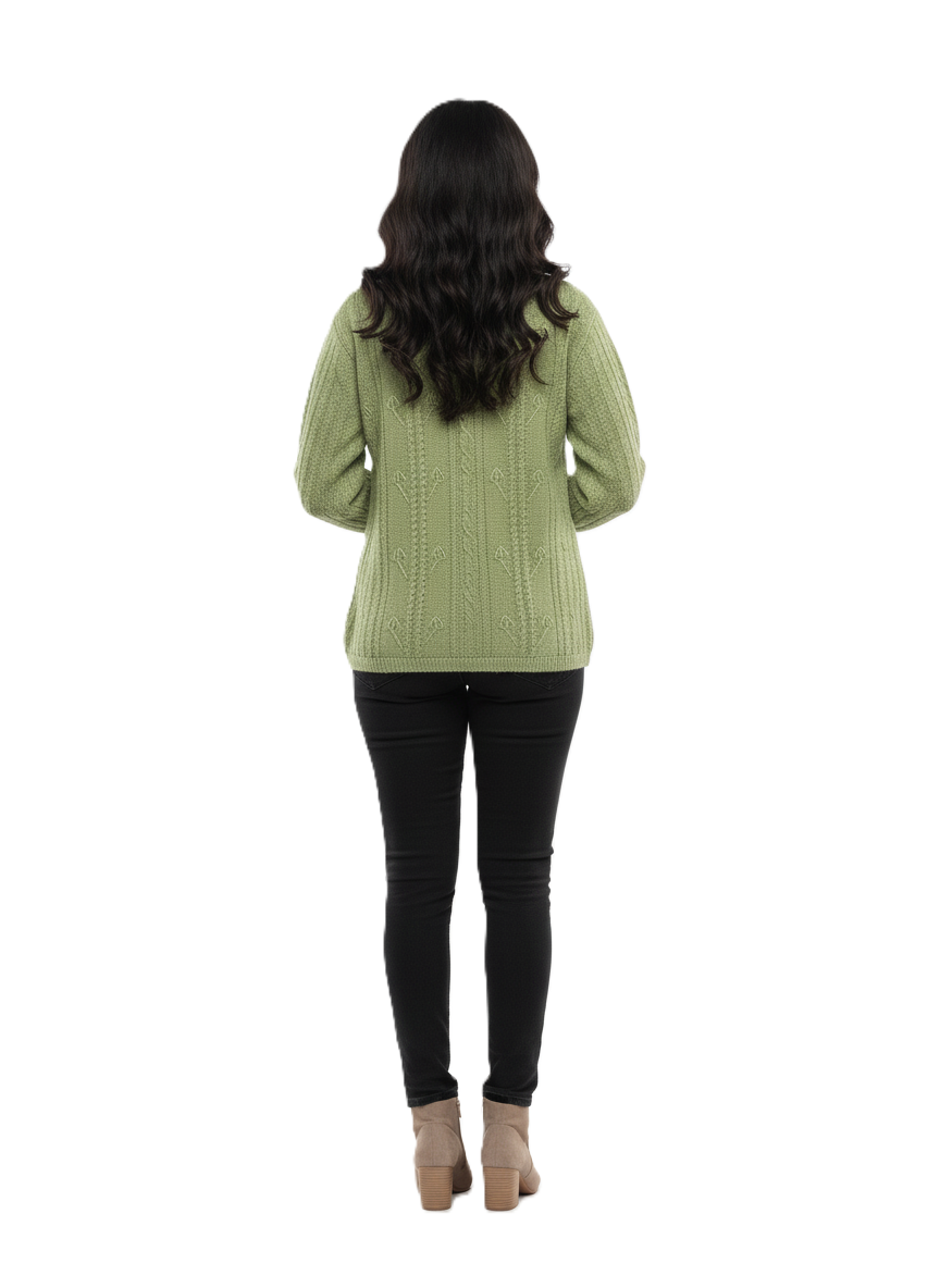 KRITI Winter Stylish Rainbow Cardigan Green Color For Women