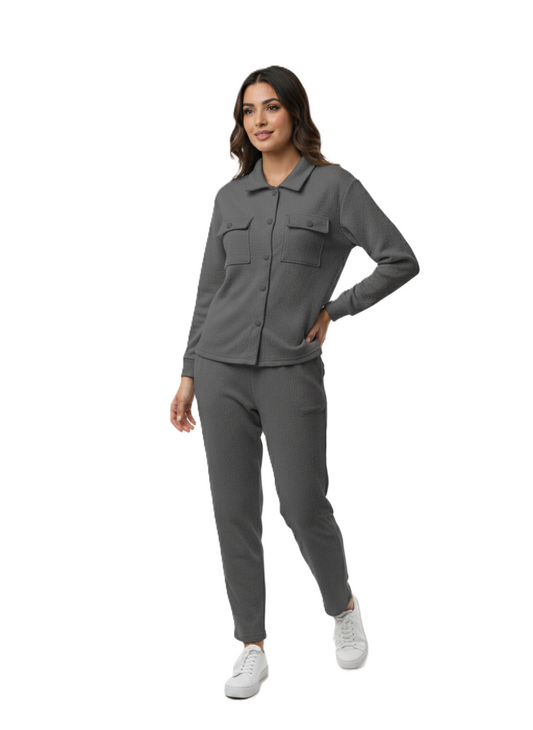 KRITI Winter Cotrise Cord Set Gey color For Women