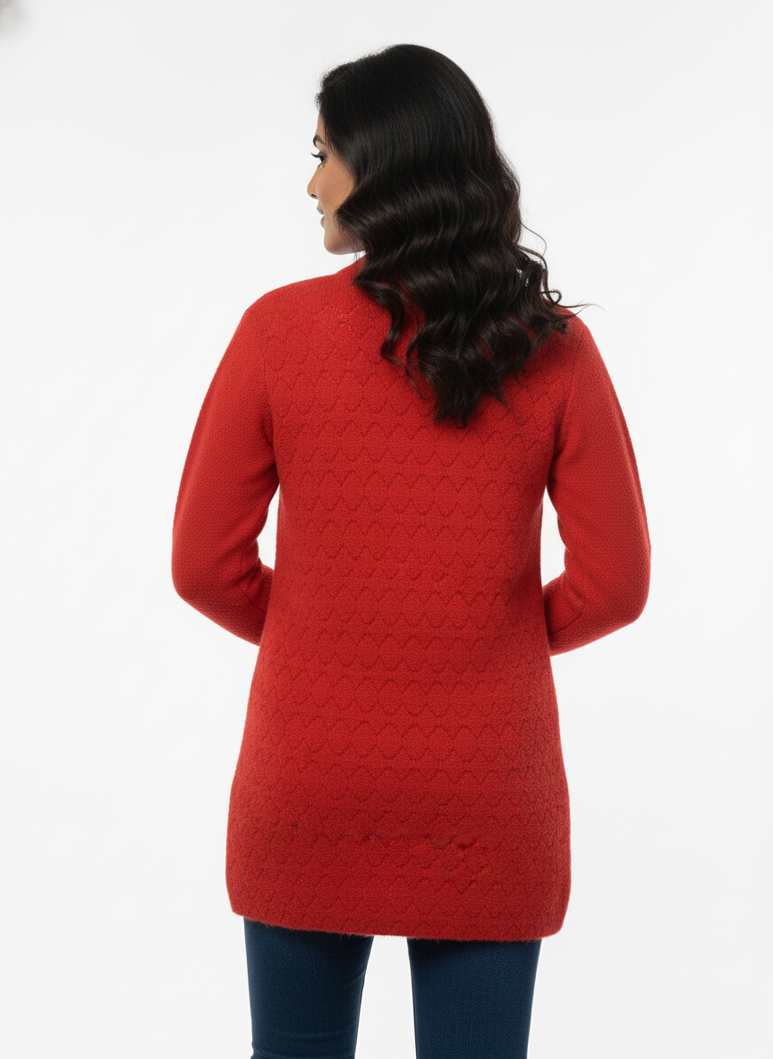 KRITI Winter Stylish Hair Cardigan Red Color For Women