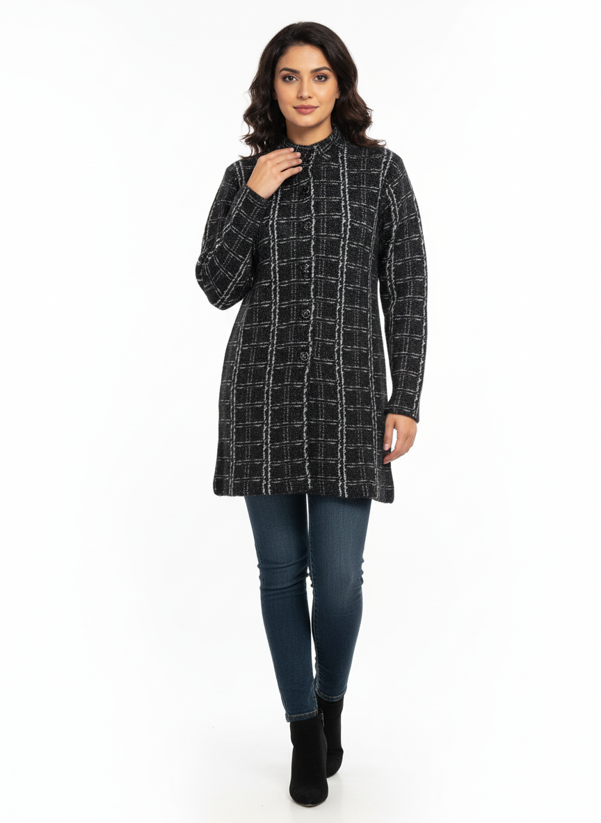 KRITI Winter Stylish Hair Cardigan Black Color For Women