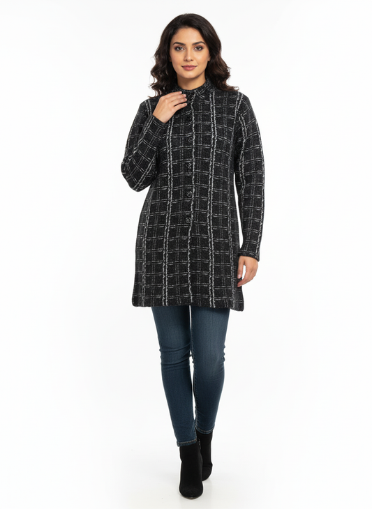 KRITI Winter Stylish Hair Cardigan Black Color For Women