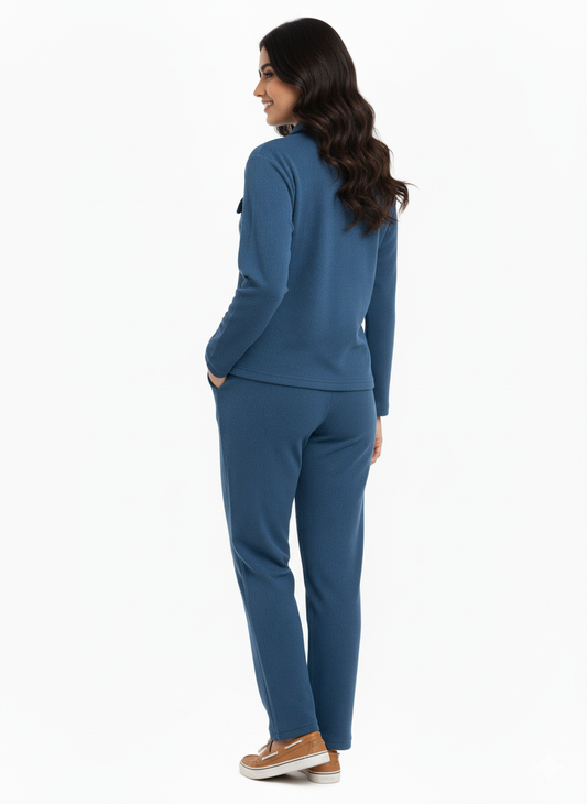 KRITI Winter Cotrise Cord Set Blue color For Women