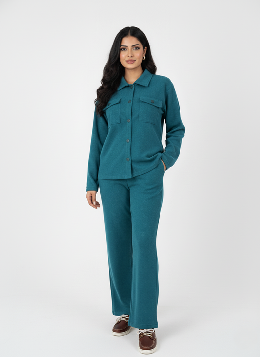 KRITI Winter Cotrise Cord Set Teal color For Women