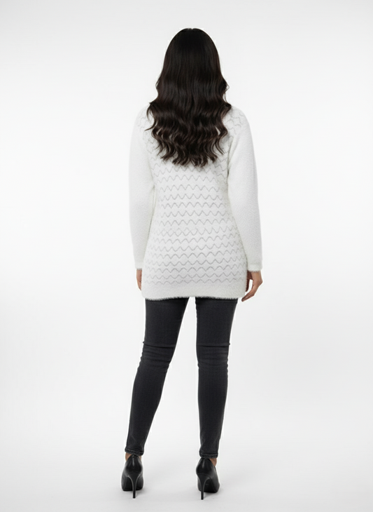 KRITI Winter Stylish Hair Cardigan White Color For Women