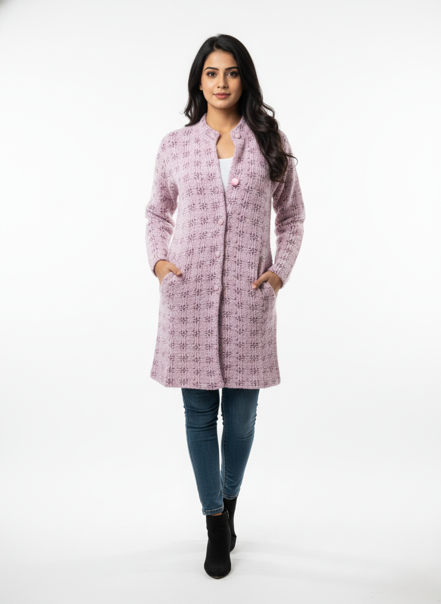 KRITI Winter Stylish Hair Cardigan Pink Color For Women
