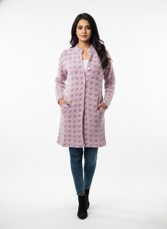 KRITI Winter Stylish Hair Cardigan Pink Color For Women