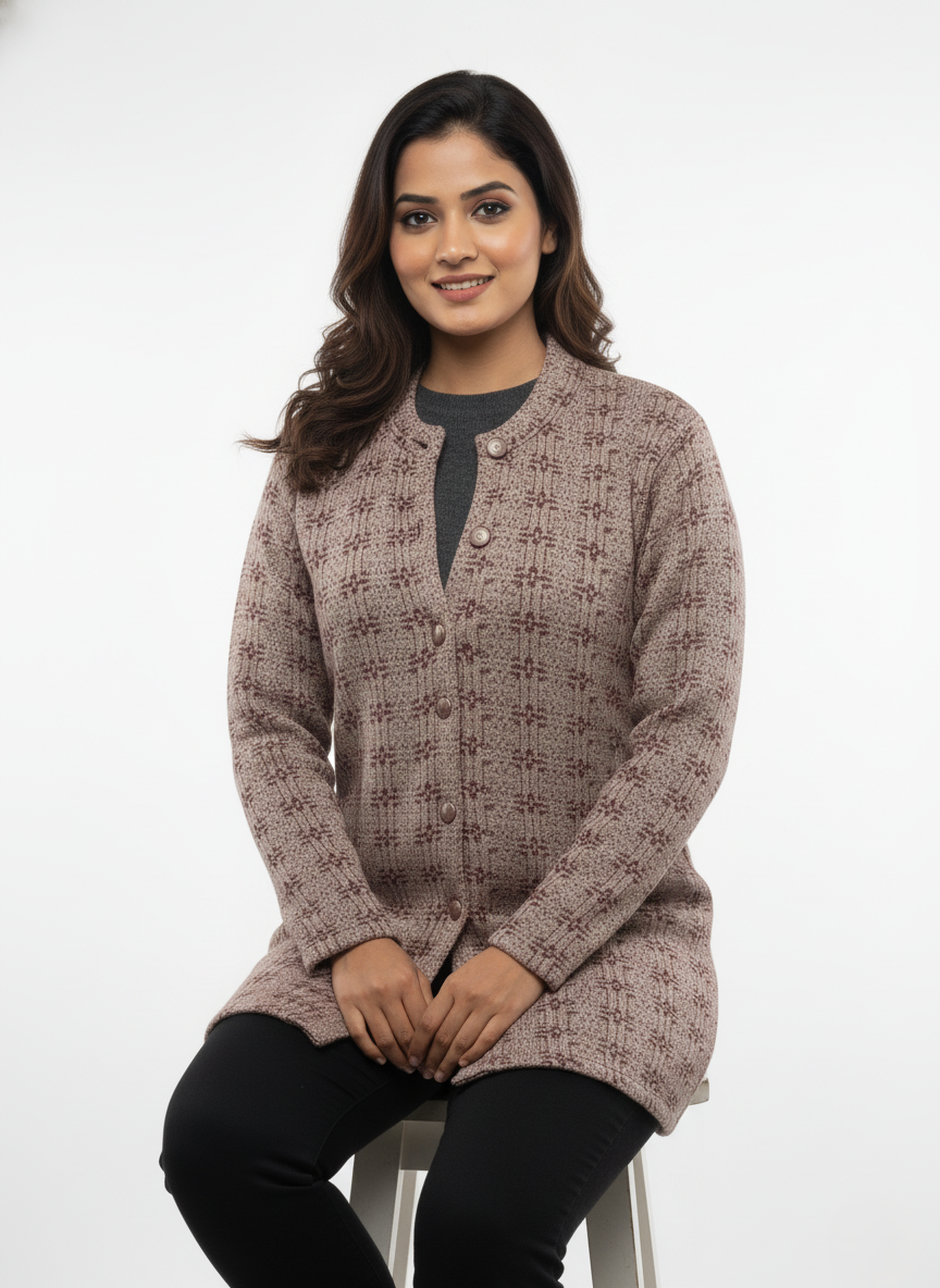 KRITI Winter Stylish Hair Cardigan Light Grey Color For Women
