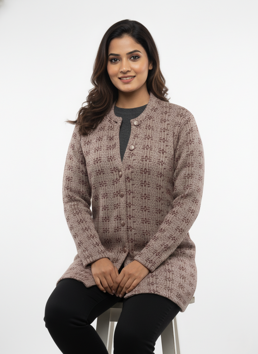 KRITI Winter Stylish Hair Cardigan Light Grey Color For Women