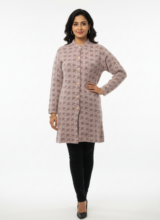 KRITI Winter Stylish Hair Cardigan Peach Color For Women