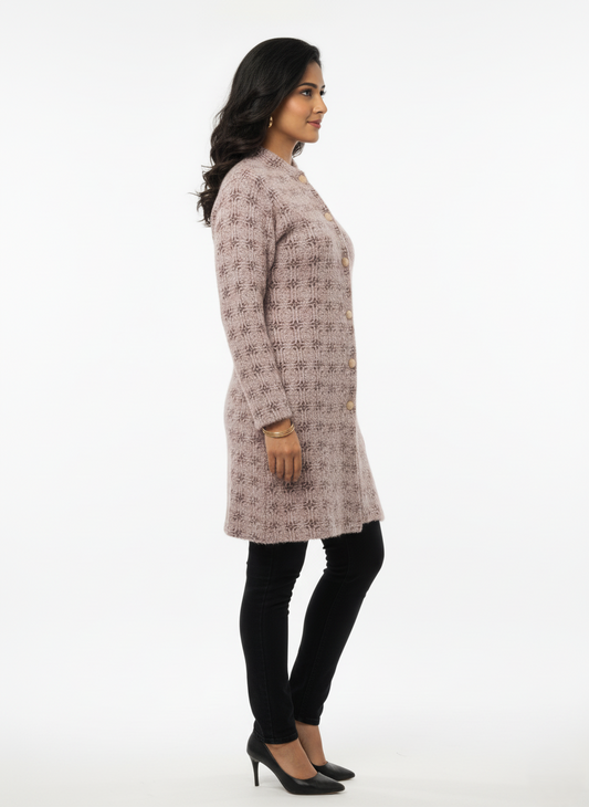 KRITI Winter Stylish Hair Cardigan Peach Color For Women