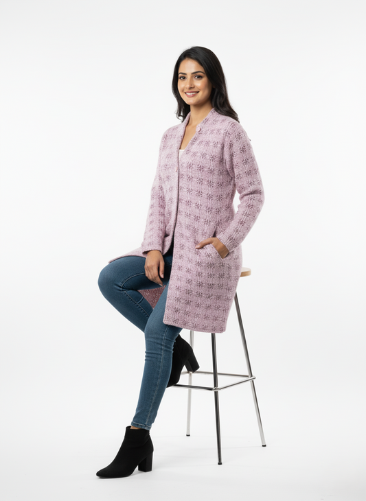 KRITI Winter Stylish Hair Cardigan Pink Color For Women