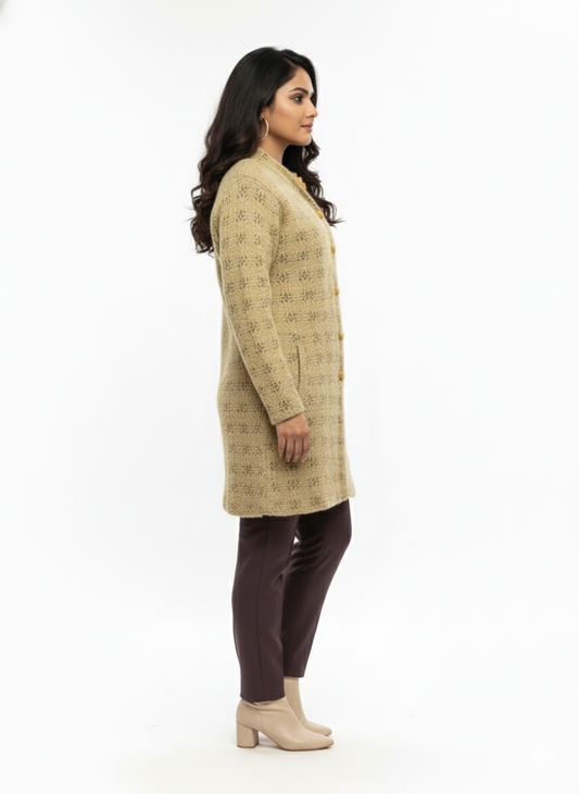 KRITI Winter Stylish Hair Cardigan Beige Color For Women