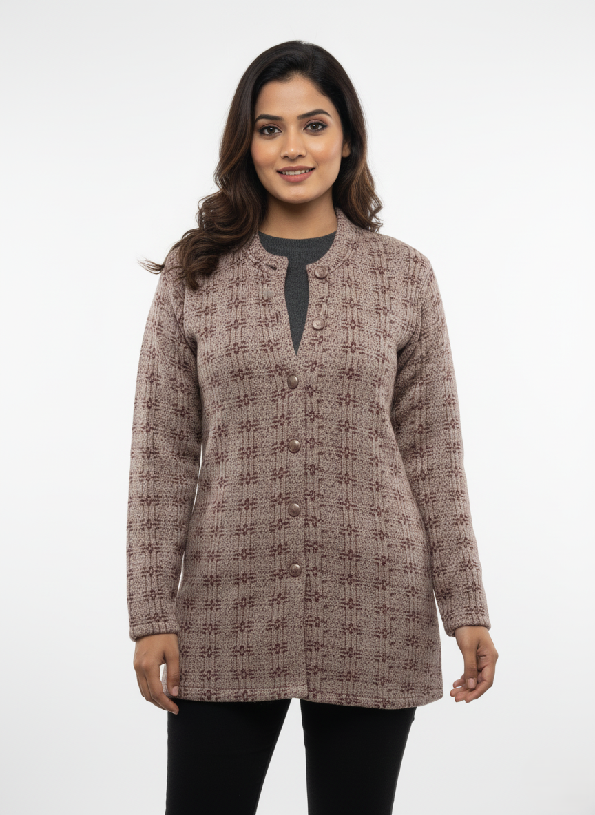 KRITI Winter Stylish Hair Cardigan Light Grey Color For Women