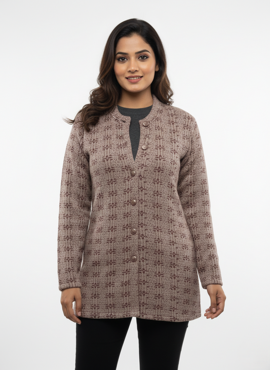KRITI Winter Stylish Hair Cardigan Light Grey Color For Women
