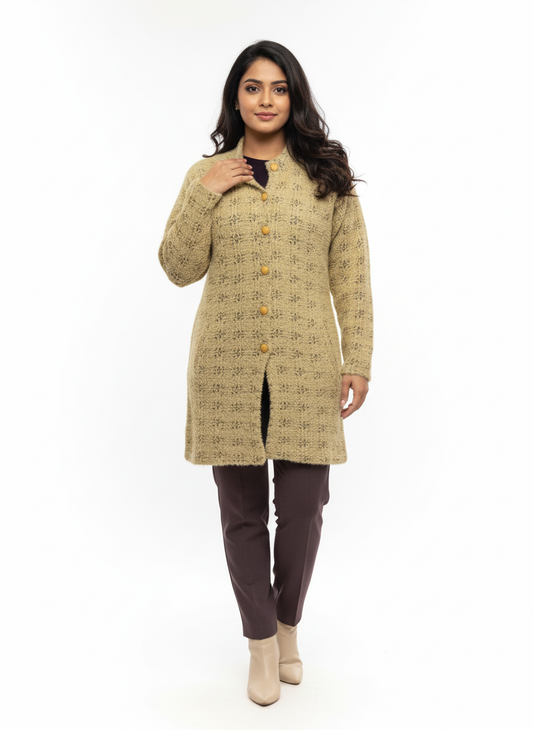 KRITI Winter Stylish Hair Cardigan Beige Color For Women