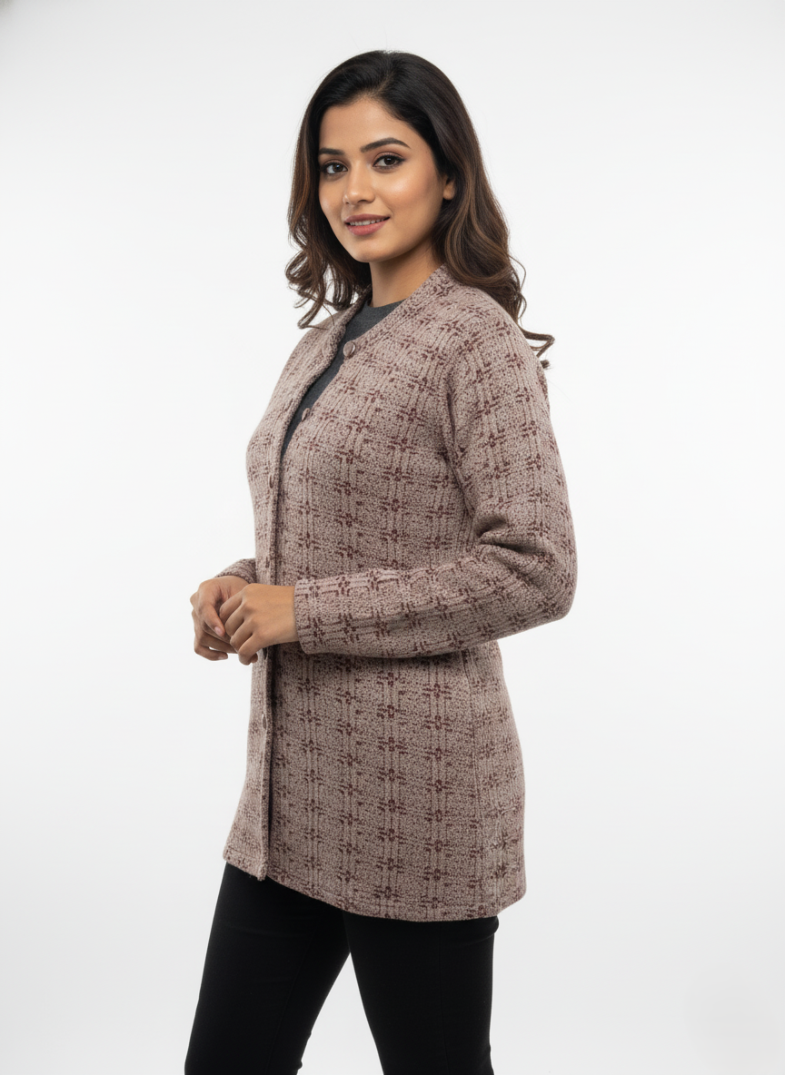 KRITI Winter Stylish Hair Cardigan Light Grey Color For Women