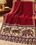 Woollen Ethnic Stole With Zari thread Work - Maroon