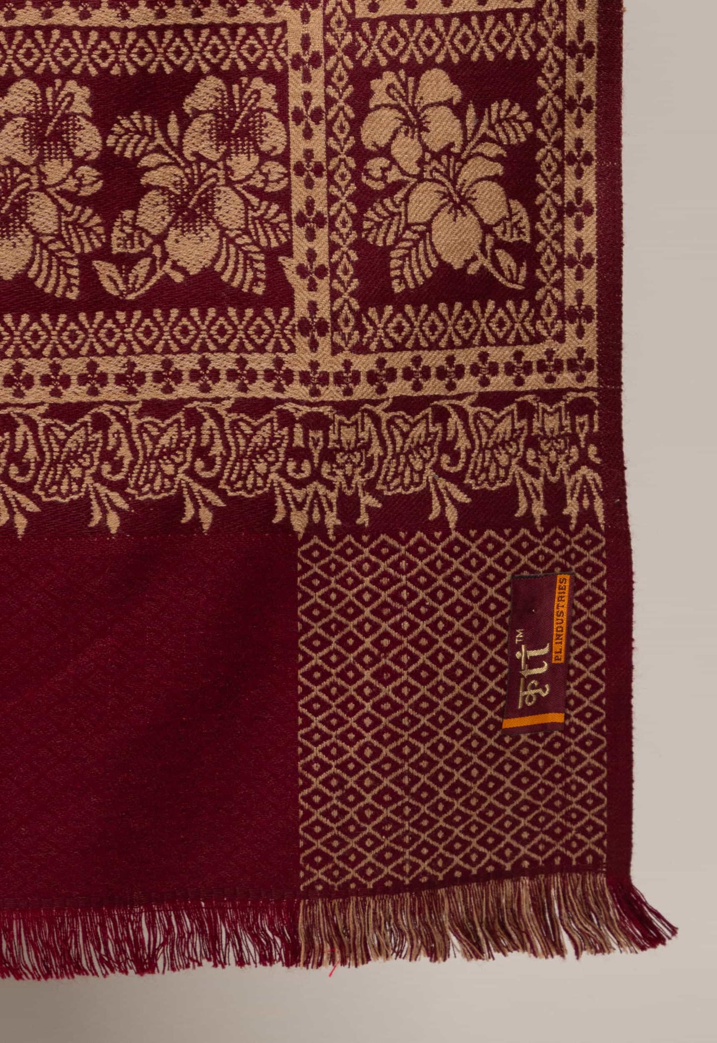 KRITI Wine Wool Blend Shawl For Women.