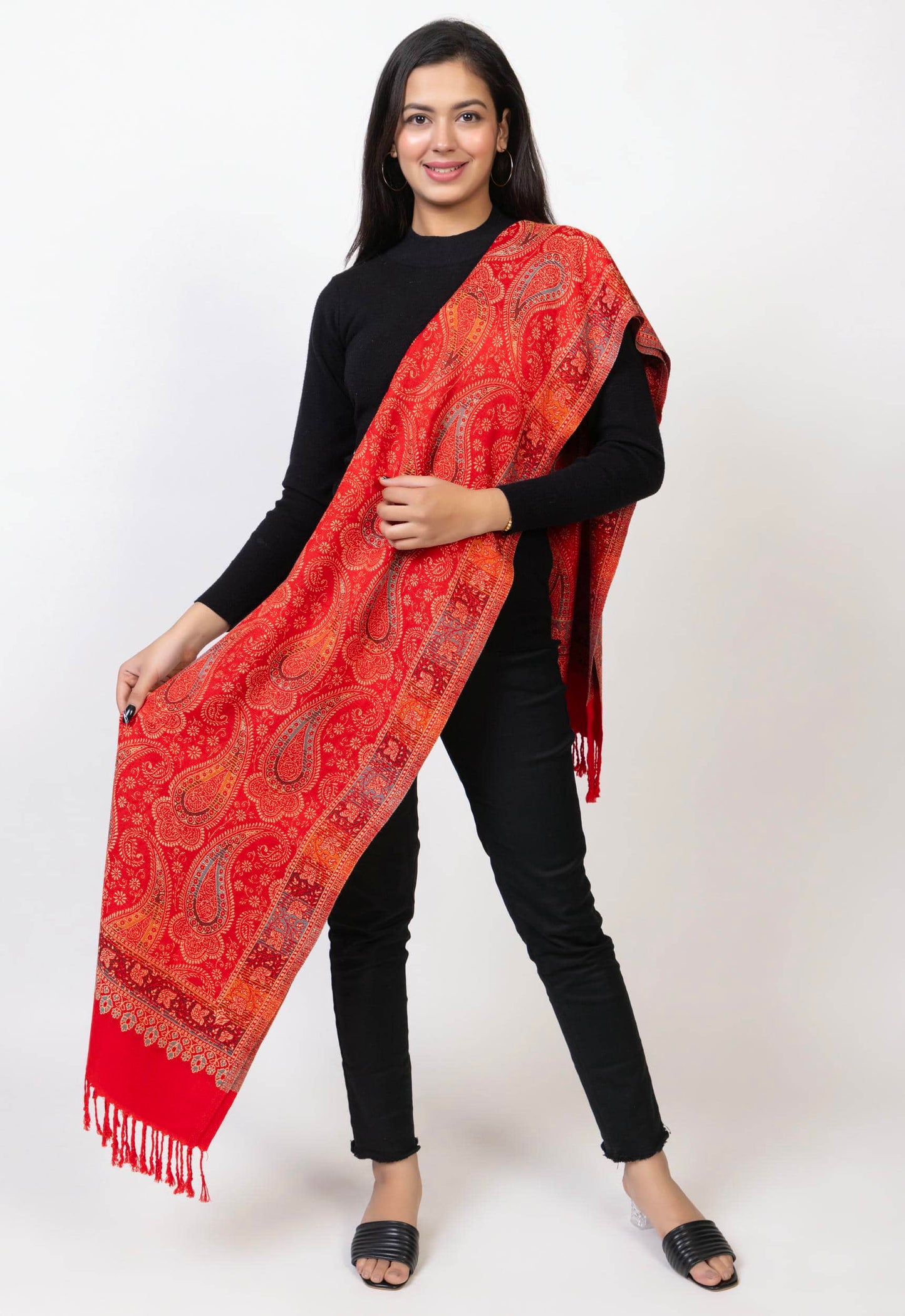 KRITI Red Viscose Stole For Women.