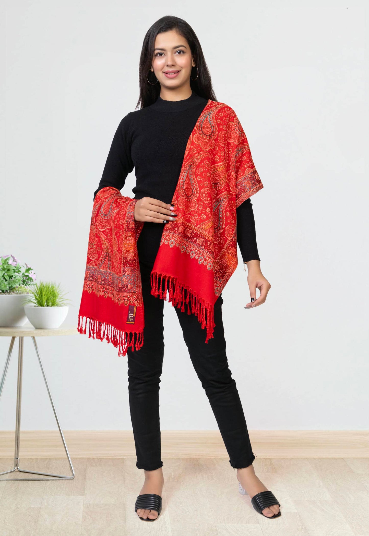 KRITI Red Viscose Stole For Women.