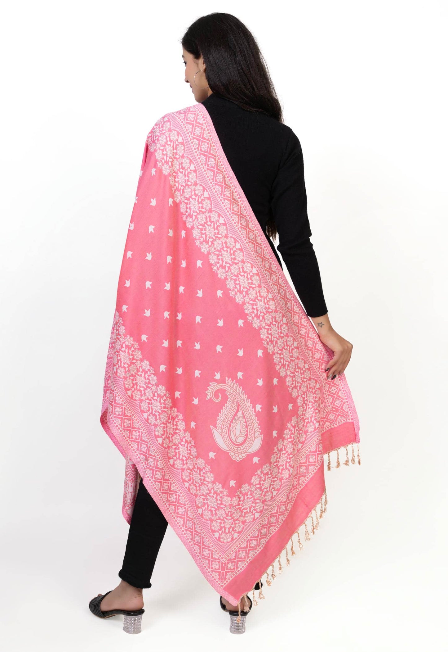 KRITI Pink Viscose Stole For Women.