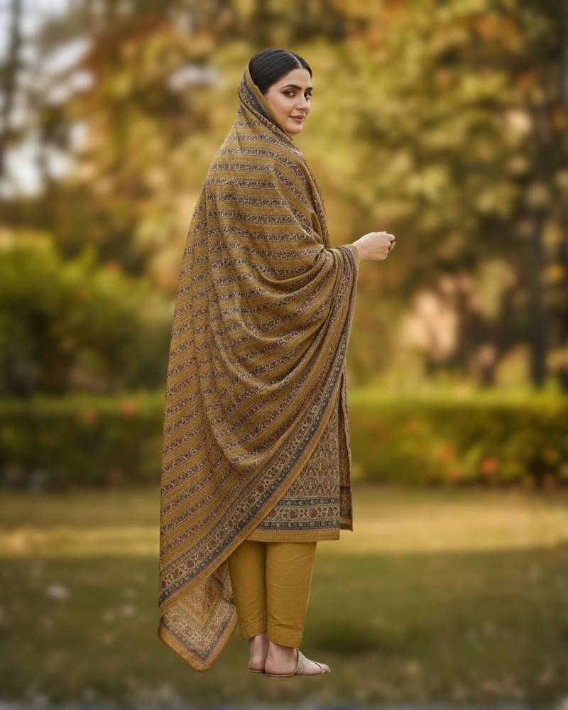 KRITI Winter Woolen Unstitched Suit Mustard Color For Women