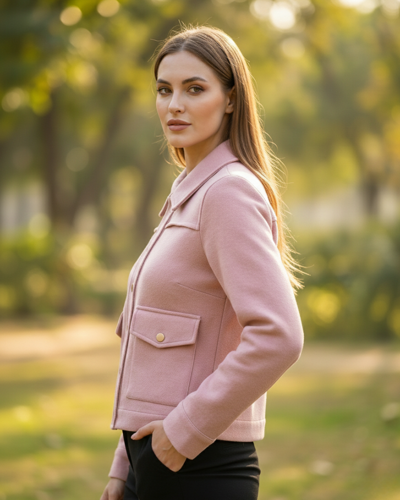 Tweet FABRIC Solid Short Coat- Pink