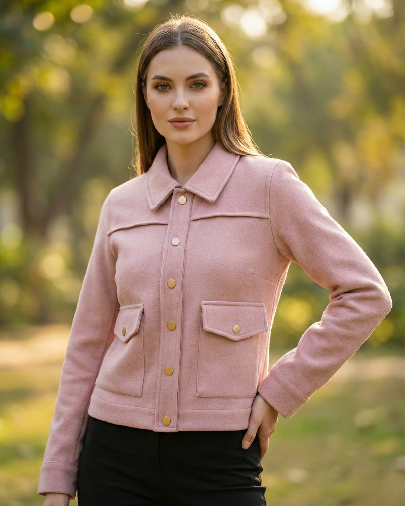 Tweet FABRIC Solid Short Coat- Pink