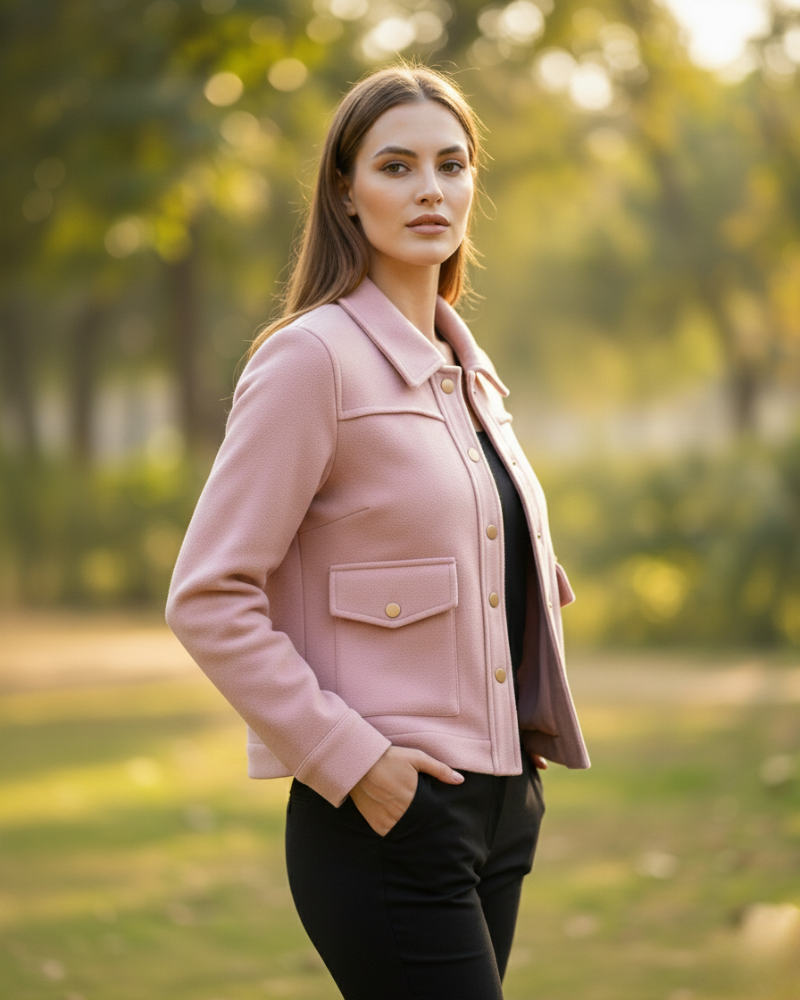 Tweet FABRIC Solid Short Coat- Pink