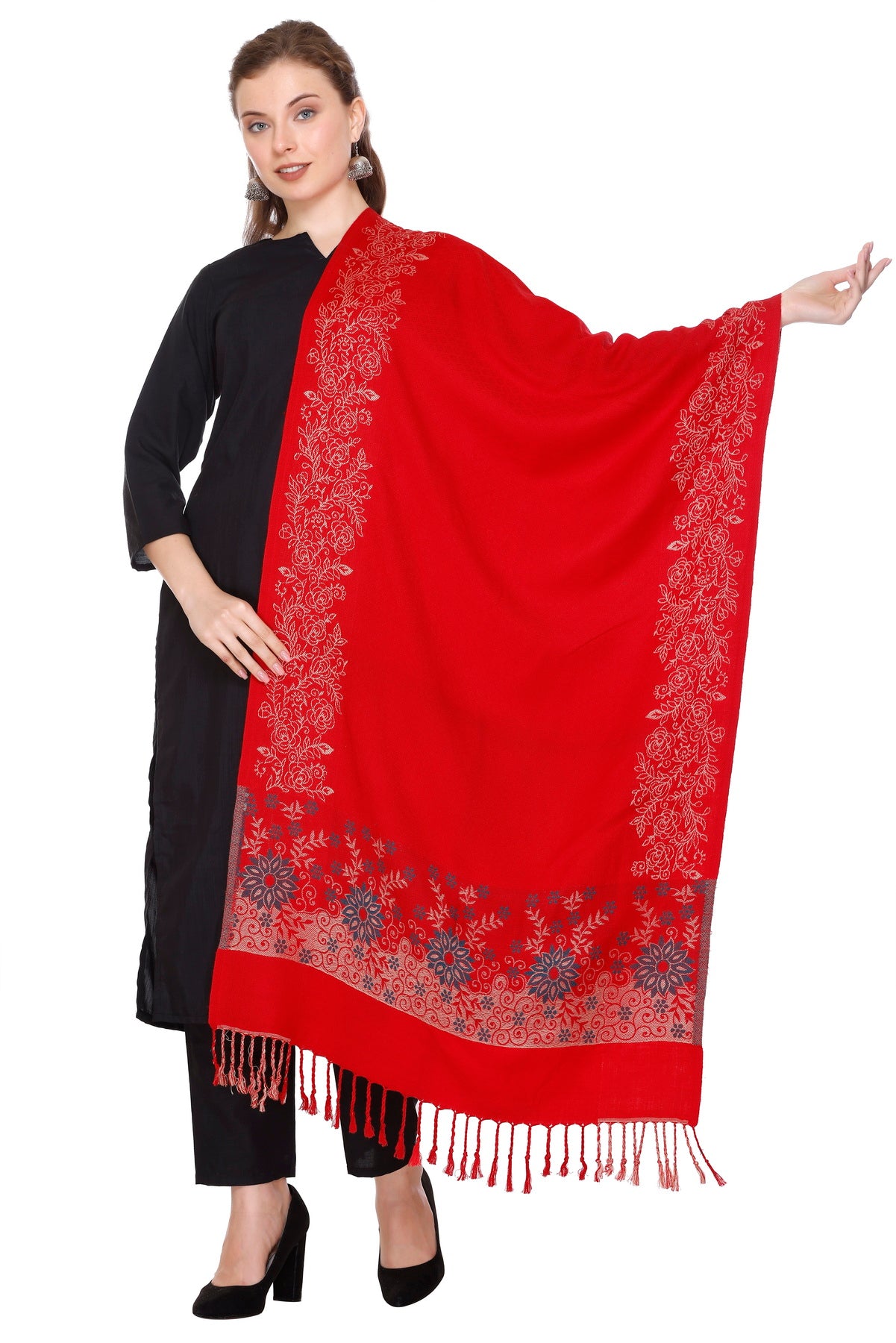 KRITI Red Viscose Stole For Women.