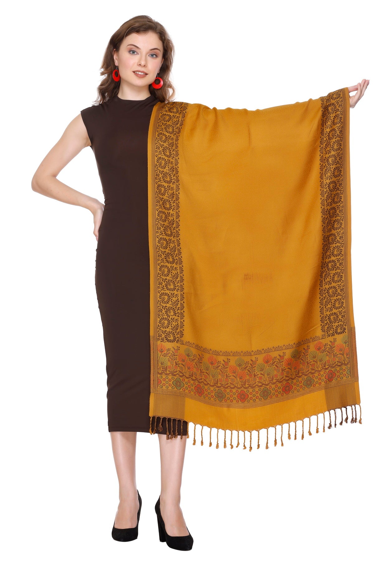 KRITI Mustard Viscose Stole For Women.