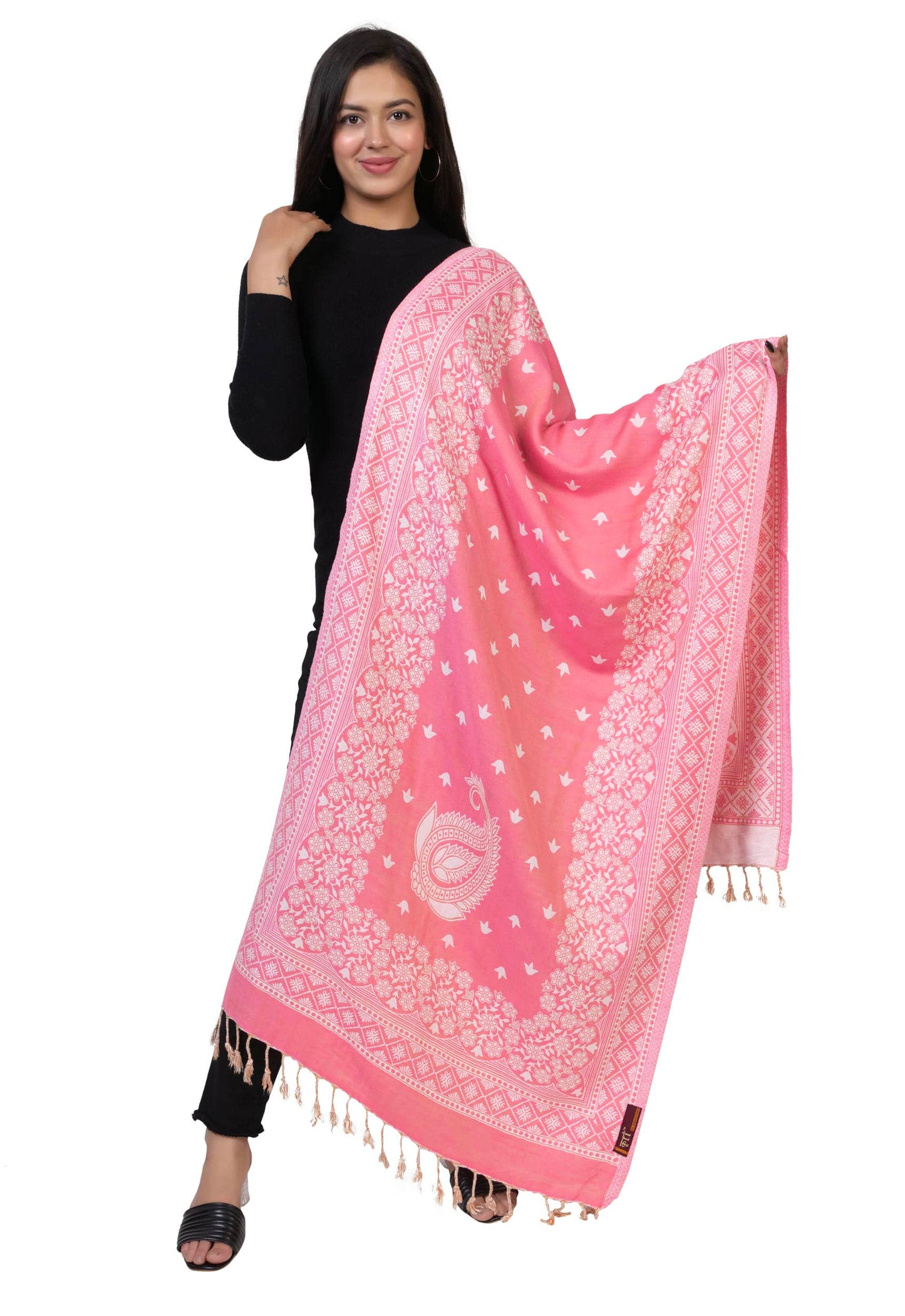 KRITI Pink Viscose Stole For Women.